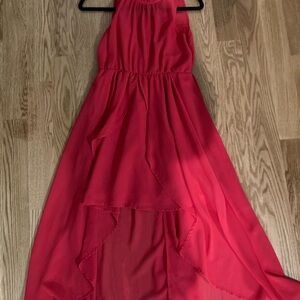 SHEIN Red Sleeveless Halter Sundress for Prom